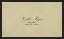 Cartão de visita de Virgílio Saque a Teófilo Braga