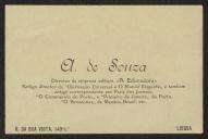 Cartão de visita de A. de Sousa a Teófilo Braga