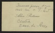 Cartão de visita de Alice Pestana a Teófilo Braga