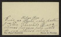 Cartão de visita de Helena Ferro a Teófilo Braga