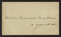 Cartão de visita de Beatriz Teixeira de Magalhães a Teófilo Braga
