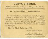 Cartão da Junta Liberal a Teófilo Braga