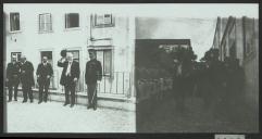Fotografia de António José de Almeida durante a visita a um estabelecimento militar