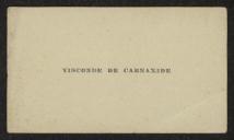 Cartão de visita do Visconde de Carnaxide a Teófilo Braga