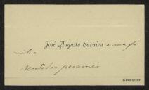 Cartão de visita de José Augusto Saraiva a Teófilo Braga