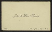 Cartão de visita de João de Deus Ramos a Teófilo Braga
