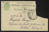 Bilhete-postal de Almachio Diniz a Teófilo Braga