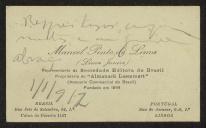Cartão de visita de Manuel Pinto de Lima a Teófilo Braga