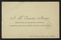 Cartão de visita de A. F. Carneiro Araújo a Teófilo Braga
