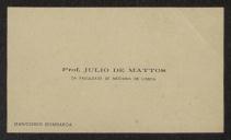 Cartão de visita de Júlio de Matos a Teófilo Braga