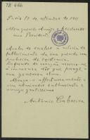 Carta de António Cabreira a Teófilo Braga