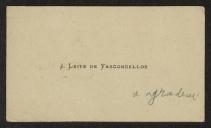Cartão de visita de José Leite de Vasconcelos a Teófilo Braga
