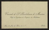 Cartão de visita de Visconde de S. Bartolomeu a Teófilo Braga