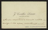 Cartão de visita de J. Cecílio Sousa a Teófilo Braga