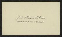 Cartão de visita de Júlio Marques da Costa a Teófilo Braga