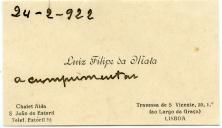 Cartão de visita de Luís Filipe da Mata