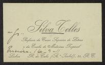 Cartão de visita de Silva Celles a Teófilo Braga
