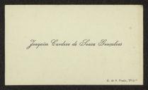 Cartão de visita de Joaquim Cardosos de Sousa Gonçalves a Teófilo Braga