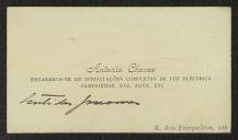 Cartão de visita de António Chaves a Teófilo Braga
