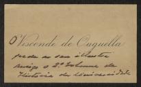 Cartão de visita de Visconde de Ouguela a Teófilo Braga