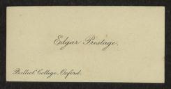 Cartão de visita de Edgar Prestage a Teófilo Braga