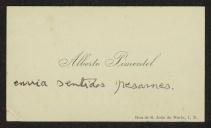 Cartão de visita de Alberto Pimentel a Teófilo Braga