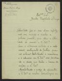 Carta de Manuel Monteiro, do Gabinete do Governador Civil de Braga, a Teófilo Braga