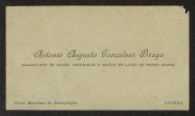 Cartão de visita de António Augusto Gonçalves Braga a Teófilo Braga