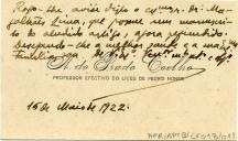 Cartão de visita de A. do Prado Coelho