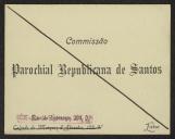 Cartão de visita da Comissão Republicana de Santos a Teófilo Braga
