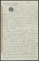 Carta de Isolda, escrita a bordo do Colonial, para seus pais por ocasião da visita de Estado de Óscar Carmona a Cabo Verde