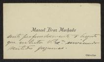 Cartão de visita de Manuel Braz Machado a Teófilo Braga