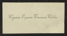 Cartão de visita de Virgínia Eugénia Cravassos Valdez a Teófilo Braga