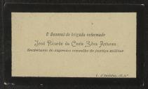 Cartão de visita de José Ricardo da Costa Silva Antunes a Teófilo Braga