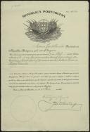 Carta patente de António José de Almeida promovendo Óscar Carmona ao posto de coronel