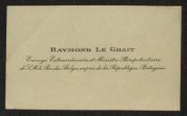 Cartão de visita de Raymond Le Ghait a Teófilo Braga