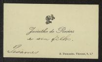 Cartão de visita de Jacinto de Rosiers e filho a Teófilo Braga