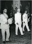 Fotografia de Américo Tomás, no Palácio de Belém, durante a cerimónia de recepção de Hailé Selassié I