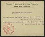 Cartão do Gabinete do Presidente do Governo Provisório da República Portugesa