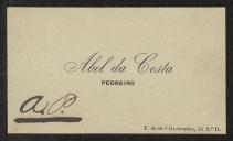 Cartão de visita de Abel da Costa a Teófilo Braga