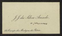 Cartão de visita de J. J. da Silva Amado a Teófilo Braga