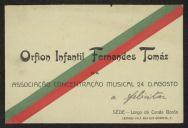 Cartão de visita do Orfion Infantil fernandes Tomás, da Associação Concentração Musical 24 de Agosto, a Teófilo Braga