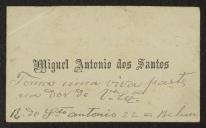 Cartão de visita de Miguel António dos Santos a Teófilo Braga
