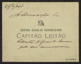 Cartão da Direcção do Centro Escolar Republicano Capitão Leitão a Teófilo Braga