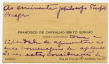 Cartão de visita de Francisco de Carvalho Brito Gorjão