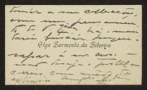 Cartão de visita de Olga Sarmento da Silveira a Teófilo Braga