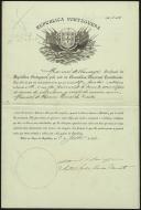 Carta patente de Manuel de Arriaga relativa à promoção de Manuel Gomes da Costa