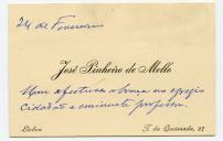 Cartão de José Pinheiro de Mello a Teófilo Braga