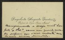 Cartão de visita de Dagoberto Augusto Guedes a Teófilo Braga