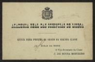 Cartão de J. de Sousa Monteiro, Vice-Secretário da Classe da Academia Real das Ciências de Lisboa, a Teófilo Braga